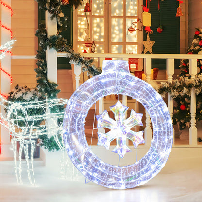 33 Inch Lighted Snowflake Wreath Christmas Decoration - Decoration - Quality Life