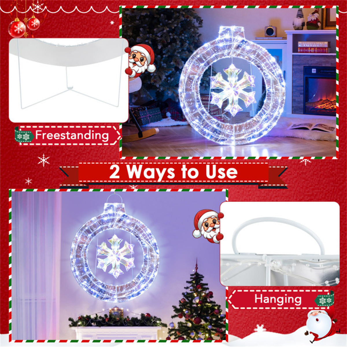 33 Inch Lighted Snowflake Wreath Christmas Decoration - Decoration - Quality Life