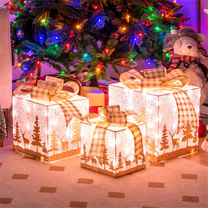 3 PCS Lighted Christmas Gift Box Christmas Decoration - Decoration - Quality Life