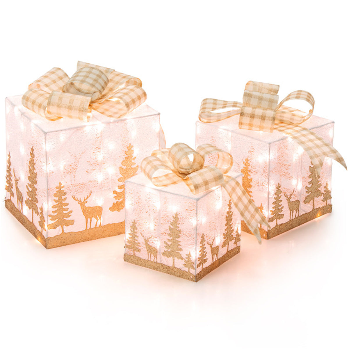 3 PCS Lighted Christmas Gift Box Christmas Decoration - Decoration - Quality Life