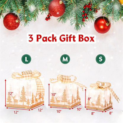 3 PCS Lighted Christmas Gift Box Christmas Decoration - Decoration - Quality Life