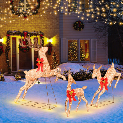 3 Pieces  Lighted Christmas Reindeer Christmas decoration - Decoration - Quality Life