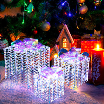 3 glowing Christmas gift boxes with bows - Decoration - Quality Life