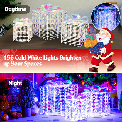 3 glowing Christmas gift boxes with bows - Decoration - Quality Life