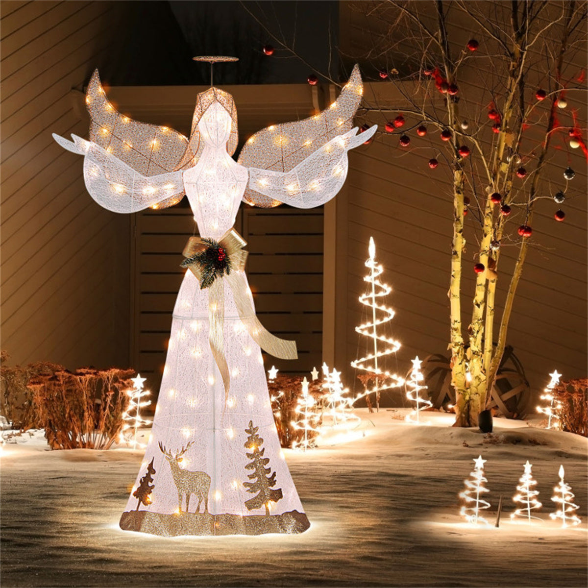 5-foot Christmas angel with 100 warm white lights - Decoration - Quality Life