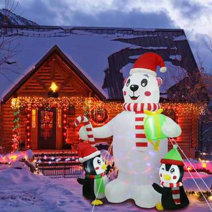 5.9FT Christmas Inflatable Outdoor Decoration Polar Bear Gift Box Penguin Blow Up Yard Decoration with LED Light Built-in Air Blower for Winter Holiday Xmas Garden - Decoration - Quality Life