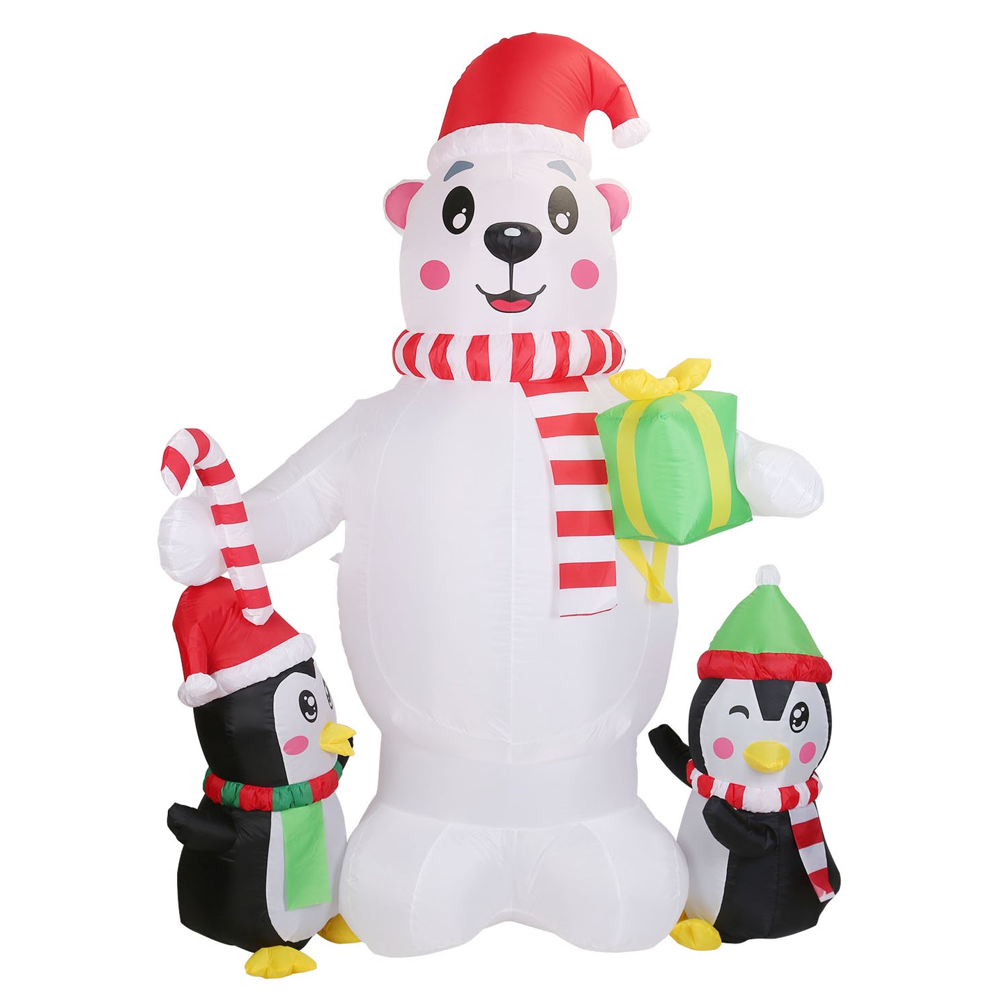 5.9FT Christmas Inflatable Outdoor Decoration Polar Bear Gift Box Penguin Blow Up Yard Decoration with LED Light Built-in Air Blower for Winter Holiday Xmas Garden - Decoration - Quality Life