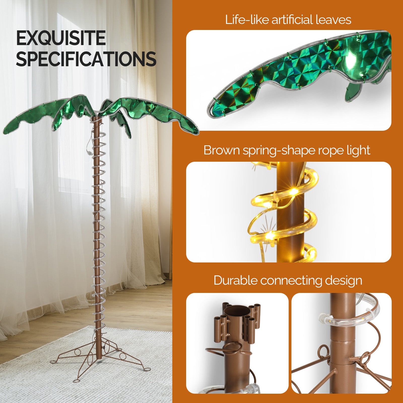 5ft 207 Lights 31V 6W Coconut Tree Lights Garden Tree Lights Decoration - Decoration - Quality Life