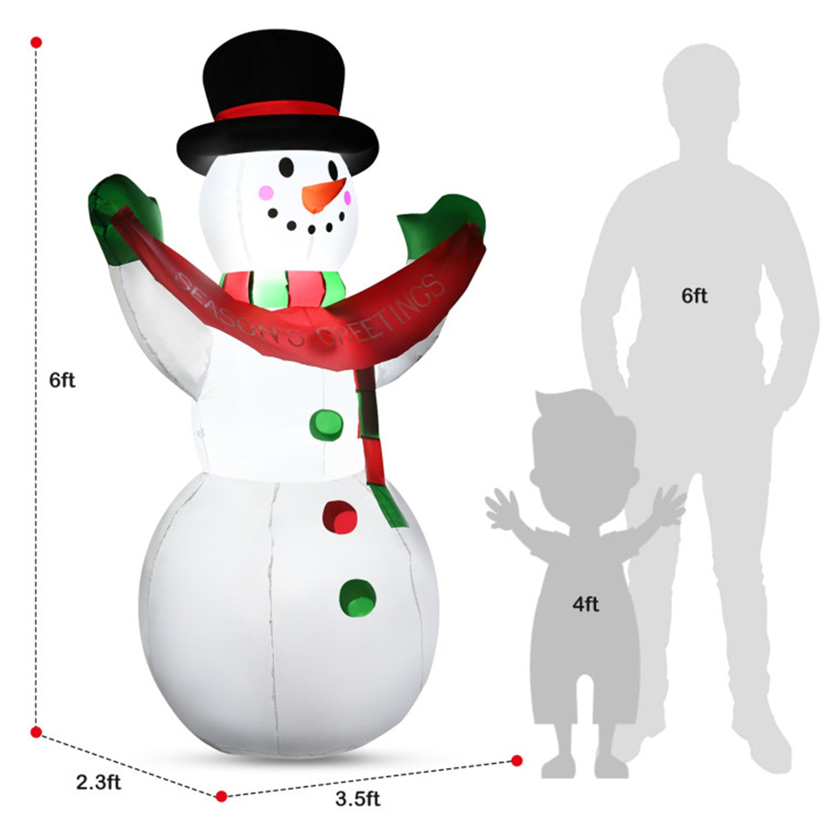 6 Feet Christmas Decoration Inflatable Christmas Snowman - Decoration - Quality Life