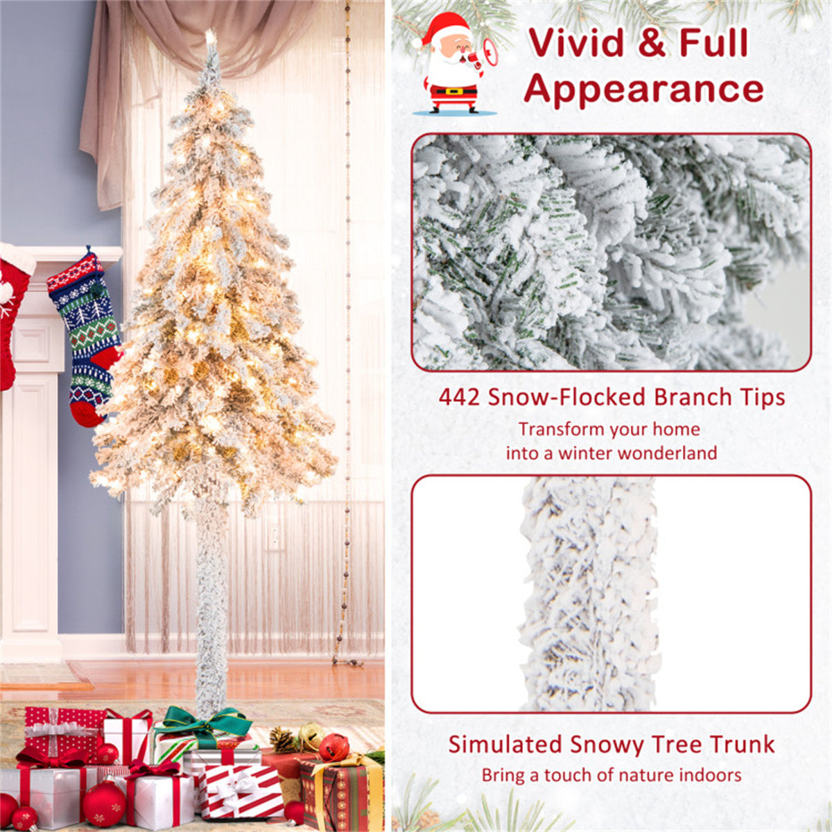 6 Feet Christmas Tree Snow Flocked Xmas Decor - Decoration - Quality Life