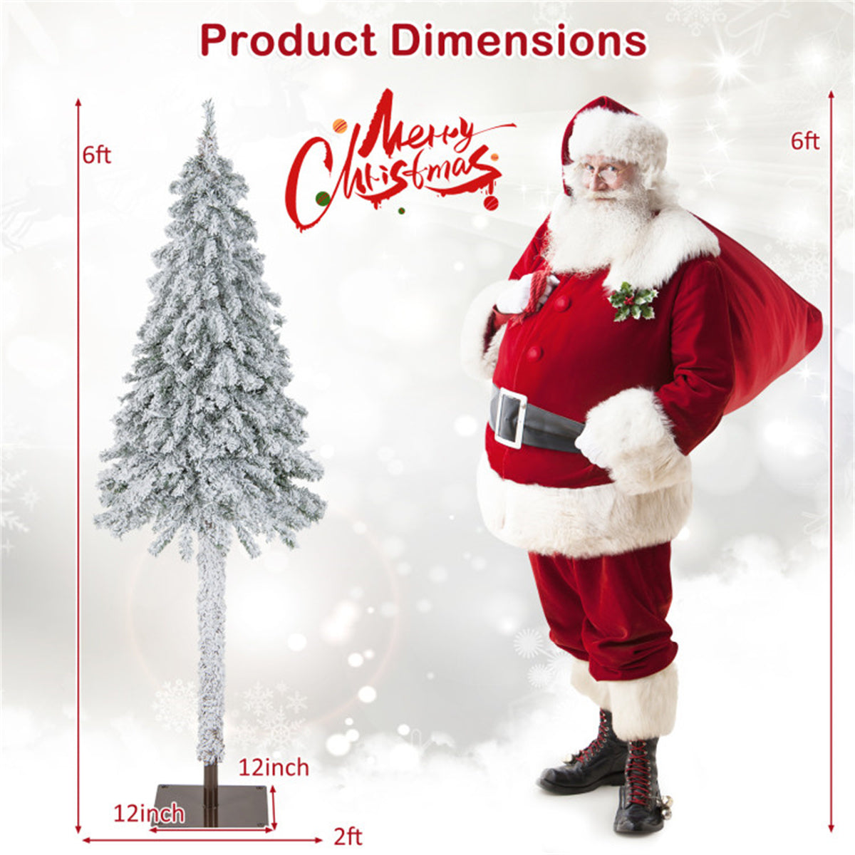 6 Feet Christmas Tree Snow Flocked Xmas Decor - Decoration - Quality Life