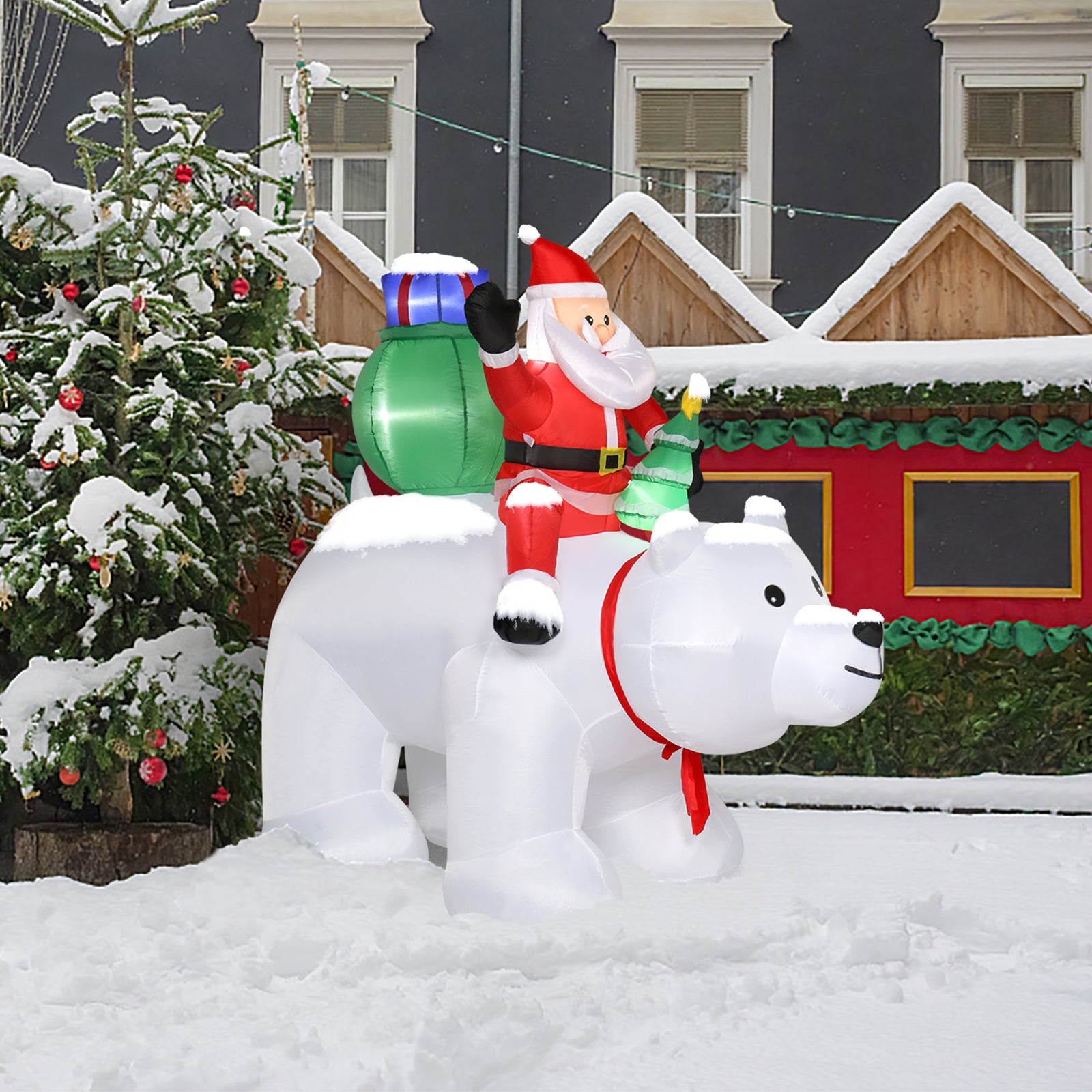 6ft 15W 7pcs LED Lights Santa Claus Rides Polar Bear Garden Santa Claus Decoration - Decoration - Quality Life