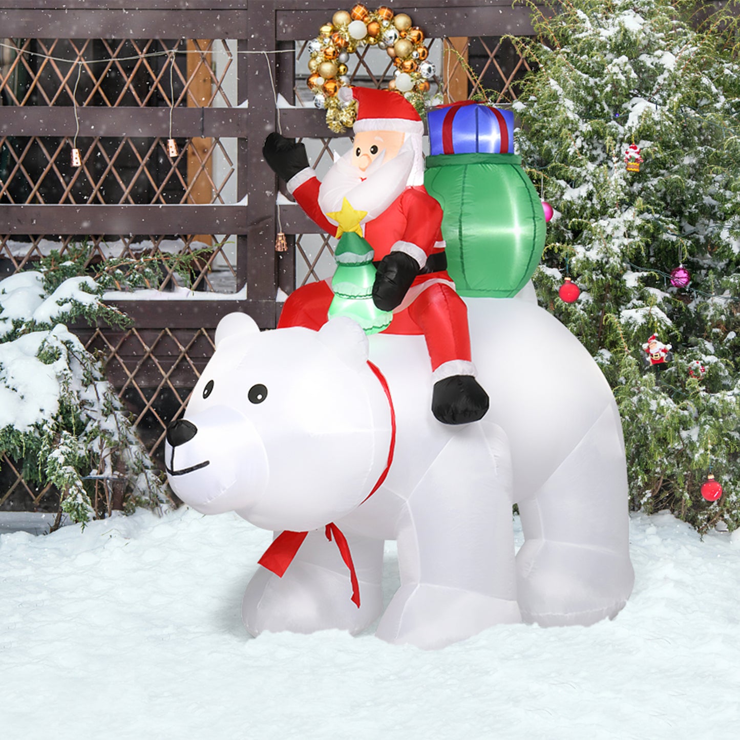 6ft 15W 7pcs LED Lights Santa Claus Rides Polar Bear Garden Santa Claus Decoration - Decoration - Quality Life