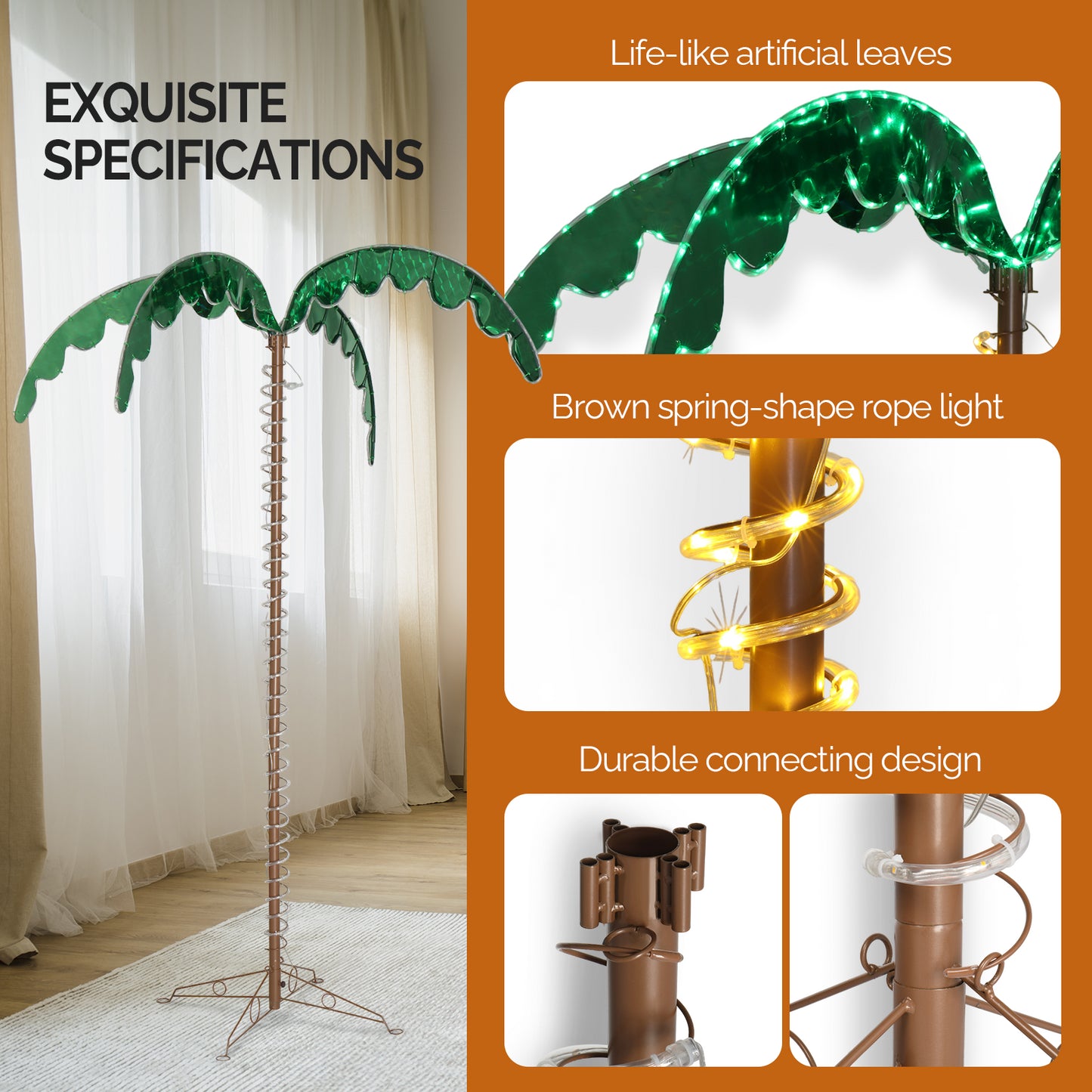 7ft 306 Lights 31V 6W Coconut Tree Lights Garden Tree Lights Decoration - Decoration - Quality Life