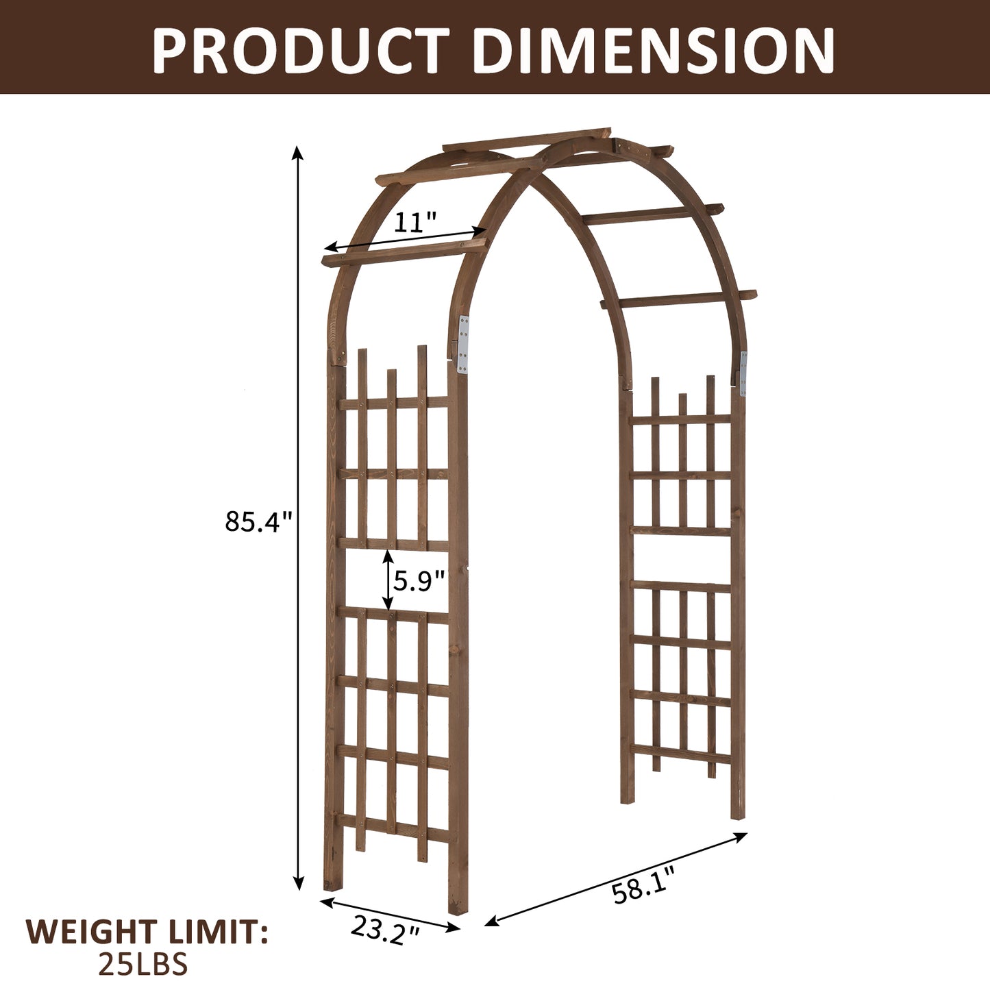 7ft Garden Arch Dark Brown - Decoration - Quality Life