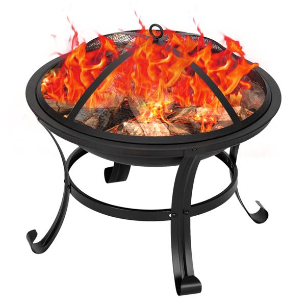 22" Curved Feet Iron Brazier Wood Burning Fire Pit Decoration for Backyard Poolside 0e7rxg-c0