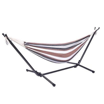 Professional Black & Silver Flowers Hammock Stand with Polyester Coffee Stripe Hammock 0e7rxg-c0