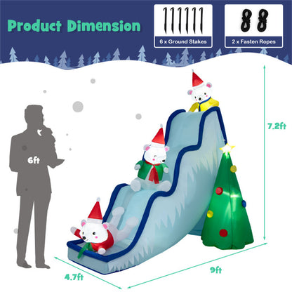 9 Feet Christmas Decoration Inflatable Polar Bear Slide Scene Decoration - Decoration - Quality Life