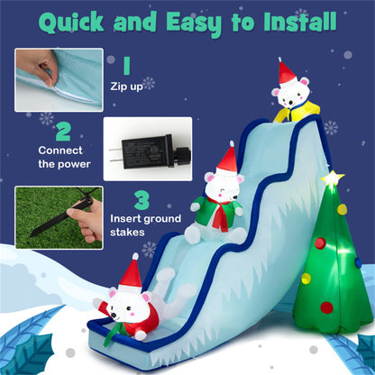 9 Feet Christmas Decoration Inflatable Polar Bear Slide Scene Decoration - Decoration - Quality Life