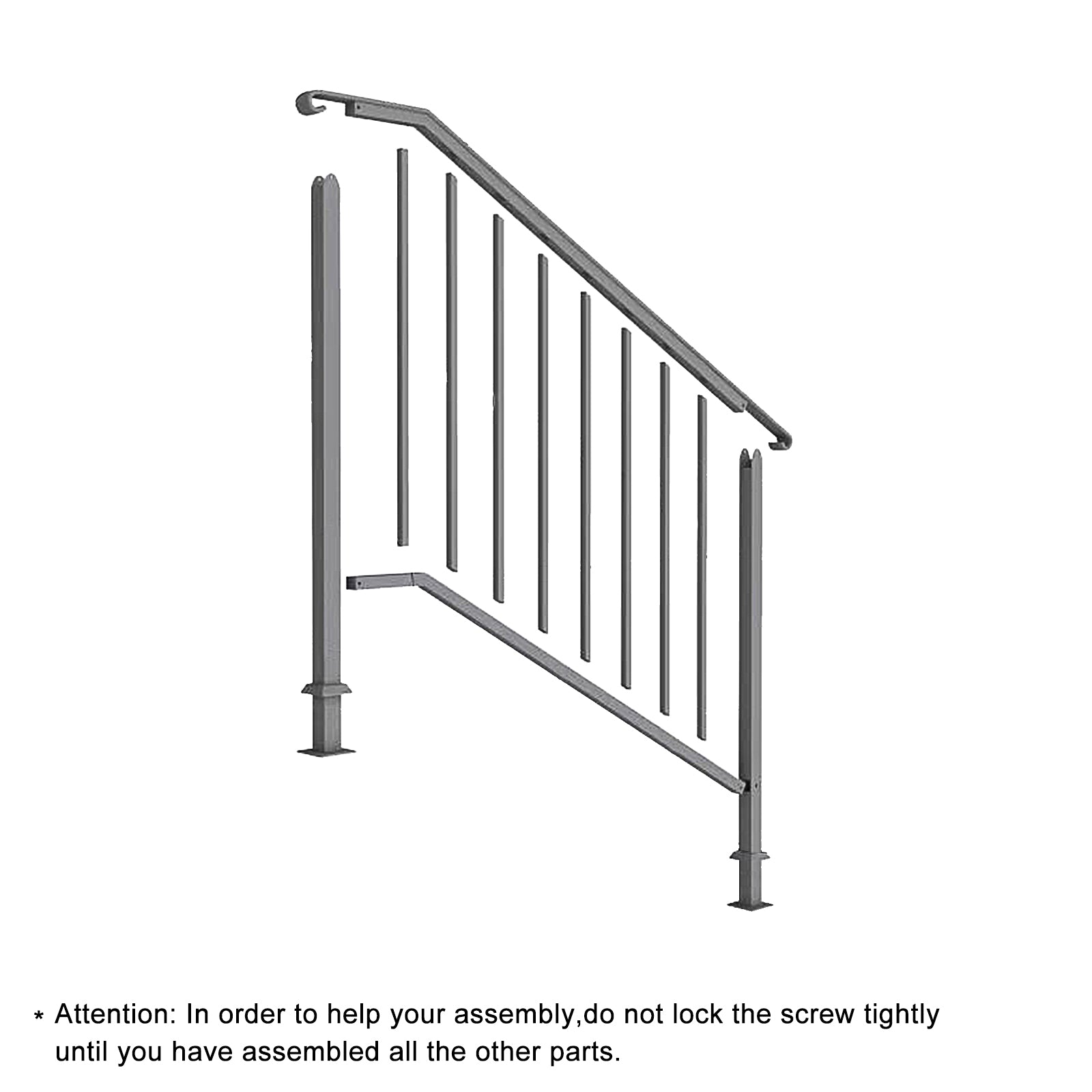 Artisasset Matte Black Outdoor 3 Level Iron Handrail - Decoration - Quality Life