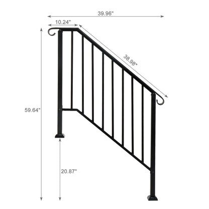 Artisasset Matte Black Outdoor 3 Level Iron Handrail - Decoration - Quality Life