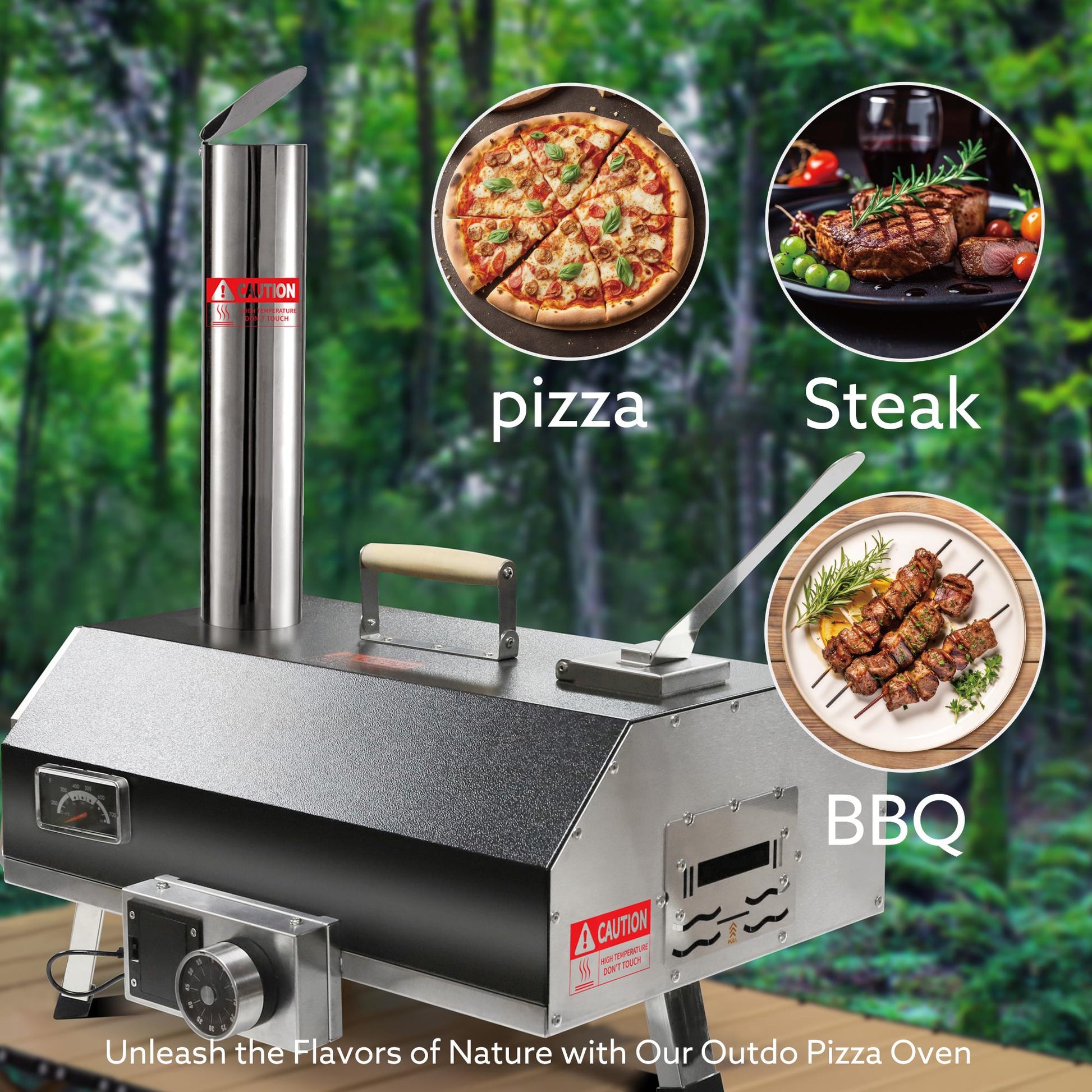 Black 12 Wood Fired Outdoor Pizza Oven - Portable Hard Wood Pellet Pizza Oven - Ideal for Any Outdoor Kitchen - Outdoor Cooking Pizza Maker - Backyard Pizza Ovens - Countertop Pizza Oven - Barbecue tools - Quality Life