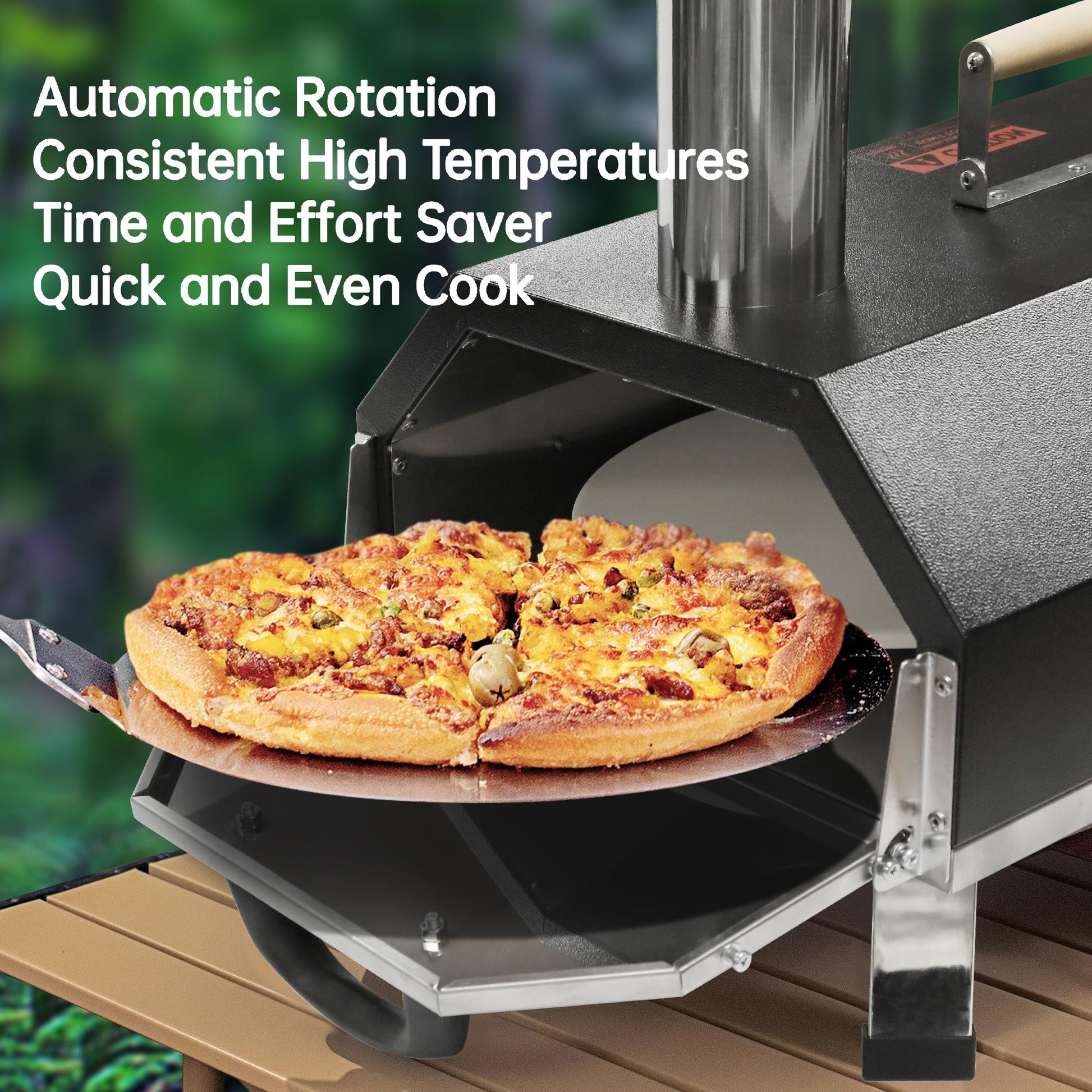 Black 12 Wood Fired Outdoor Pizza Oven - Portable Hard Wood Pellet Pizza Oven - Ideal for Any Outdoor Kitchen - Outdoor Cooking Pizza Maker - Backyard Pizza Ovens - Countertop Pizza Oven - Barbecue tools - Quality Life