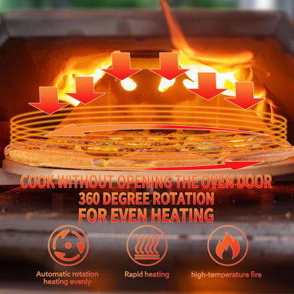 Black 12 Wood Fired Outdoor Pizza Oven - Portable Hard Wood Pellet Pizza Oven - Ideal for Any Outdoor Kitchen - Outdoor Cooking Pizza Maker - Backyard Pizza Ovens - Countertop Pizza Oven - Barbecue tools - Quality Life