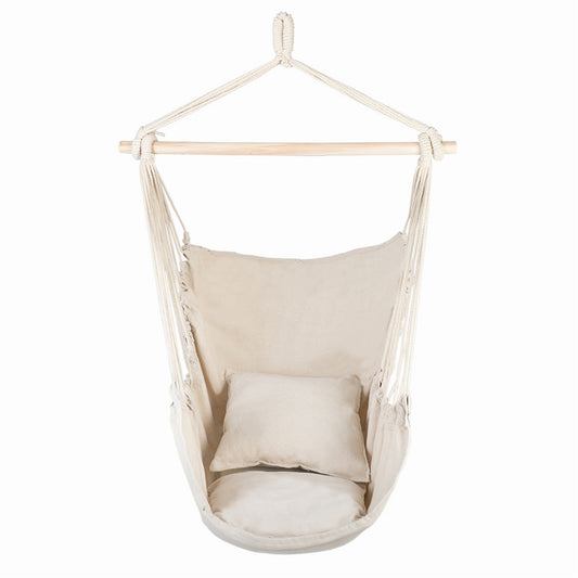 Distinctive Cotton Canvas Hanging Rope Chair with Pillows Beige - Decoration - Quality Life