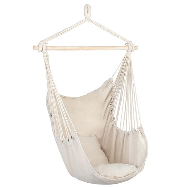 Distinctive Cotton Canvas Hanging Rope Chair with Pillows Beige - Decoration - Quality Life