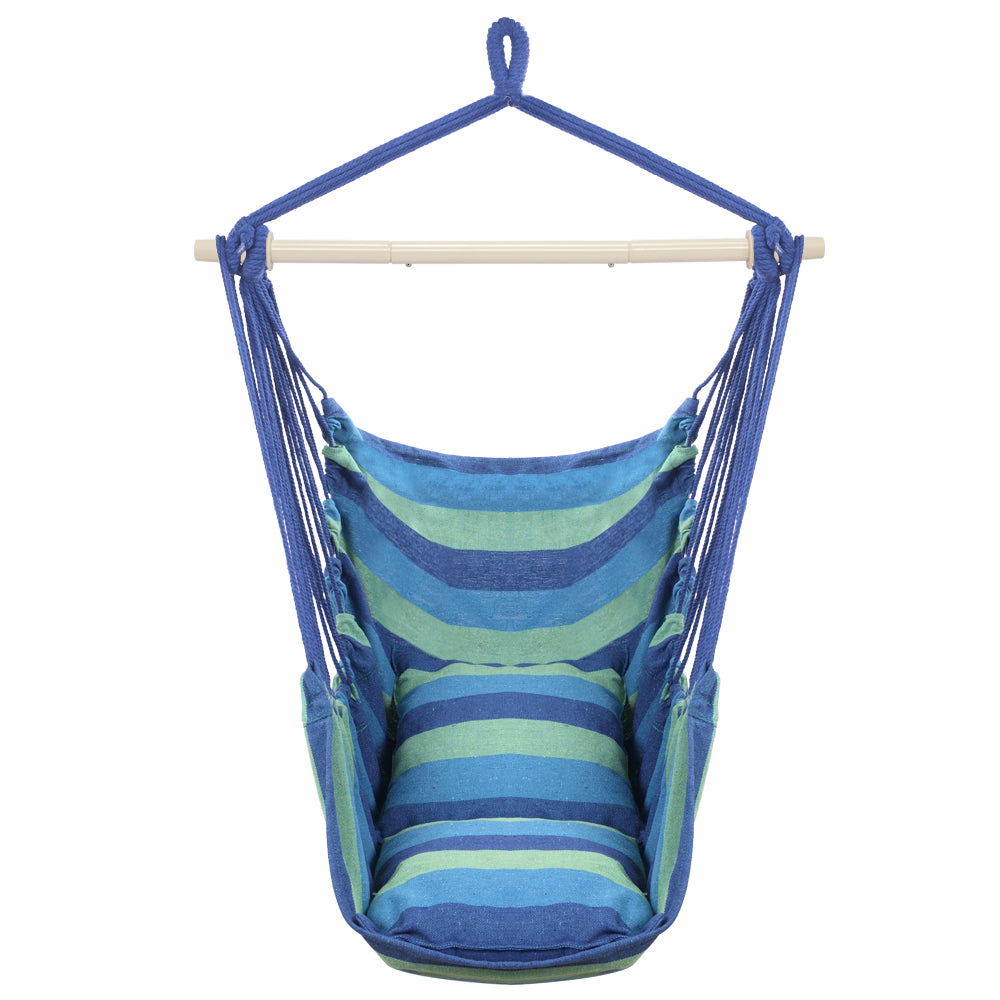 Distinctive Cotton Canvas Hanging Rope Chair with Pillows Blue - Decoration - Quality Life