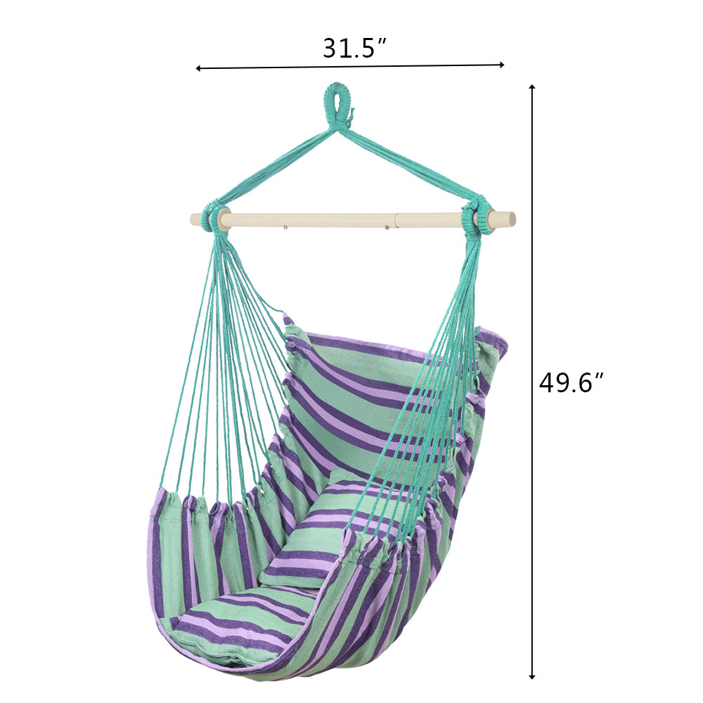 Distinctive Cotton Canvas Hanging Rope Chair with Pillows Green - Decoration - Quality Life