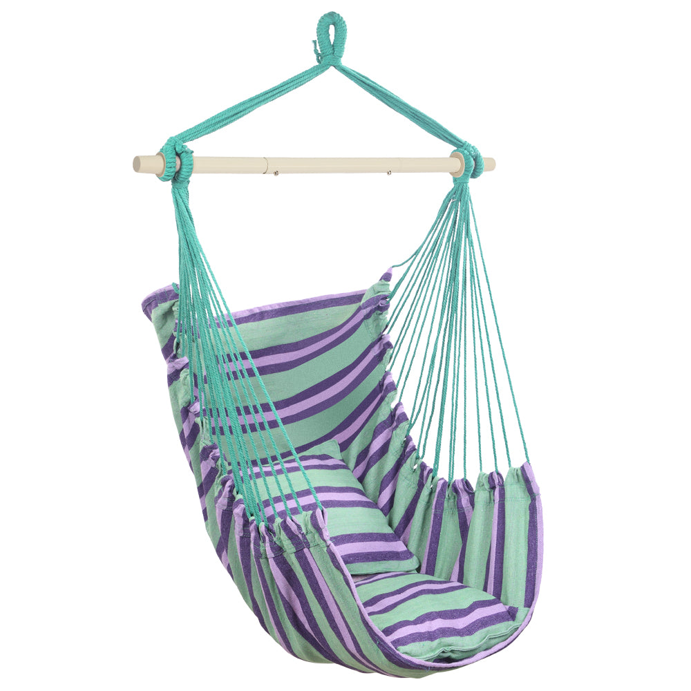 Distinctive Cotton Canvas Hanging Rope Chair with Pillows Green - Decoration - Quality Life