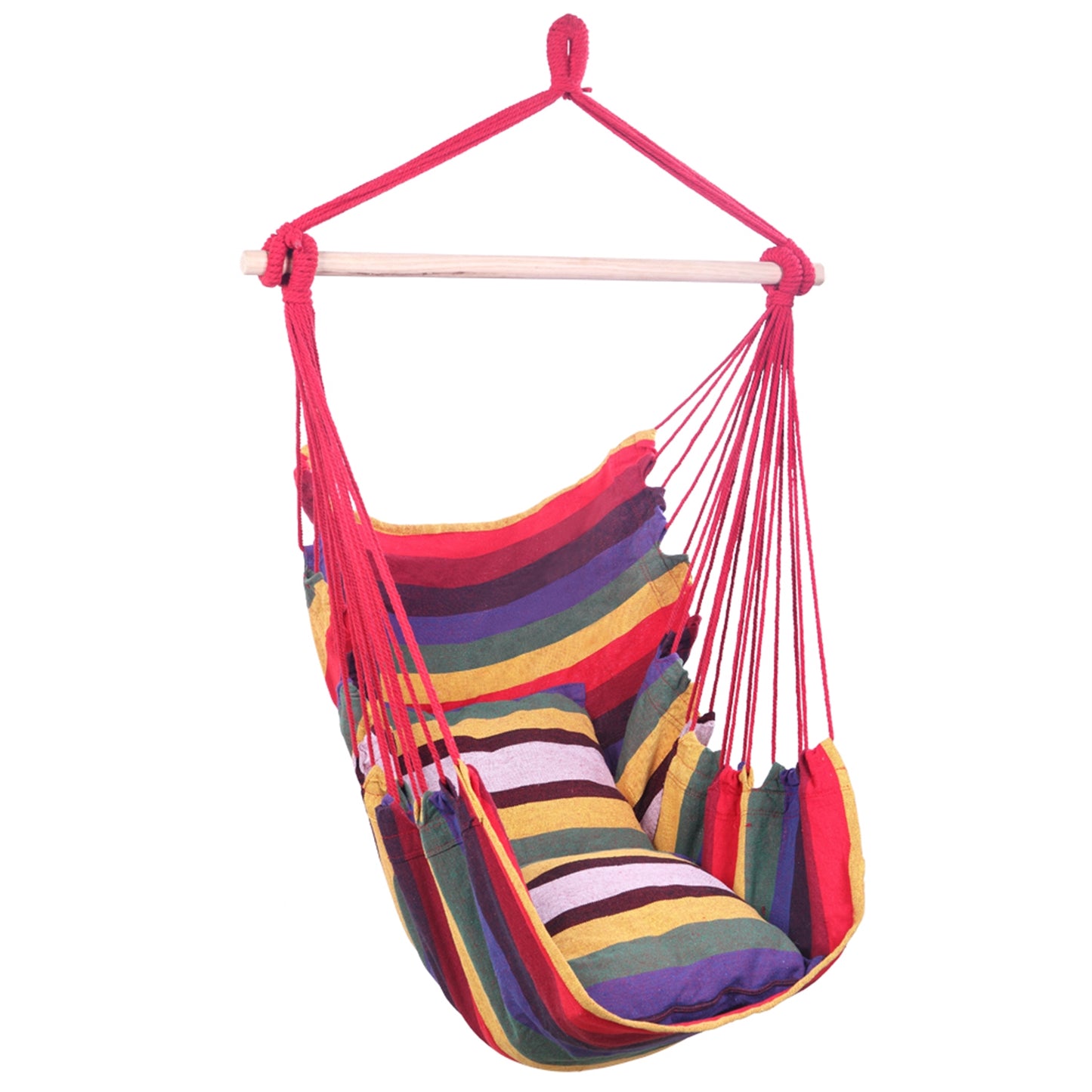 Distinctive Cotton Canvas Hanging Rope Chair with Pillows Rainbow - Decoration - Quality Life