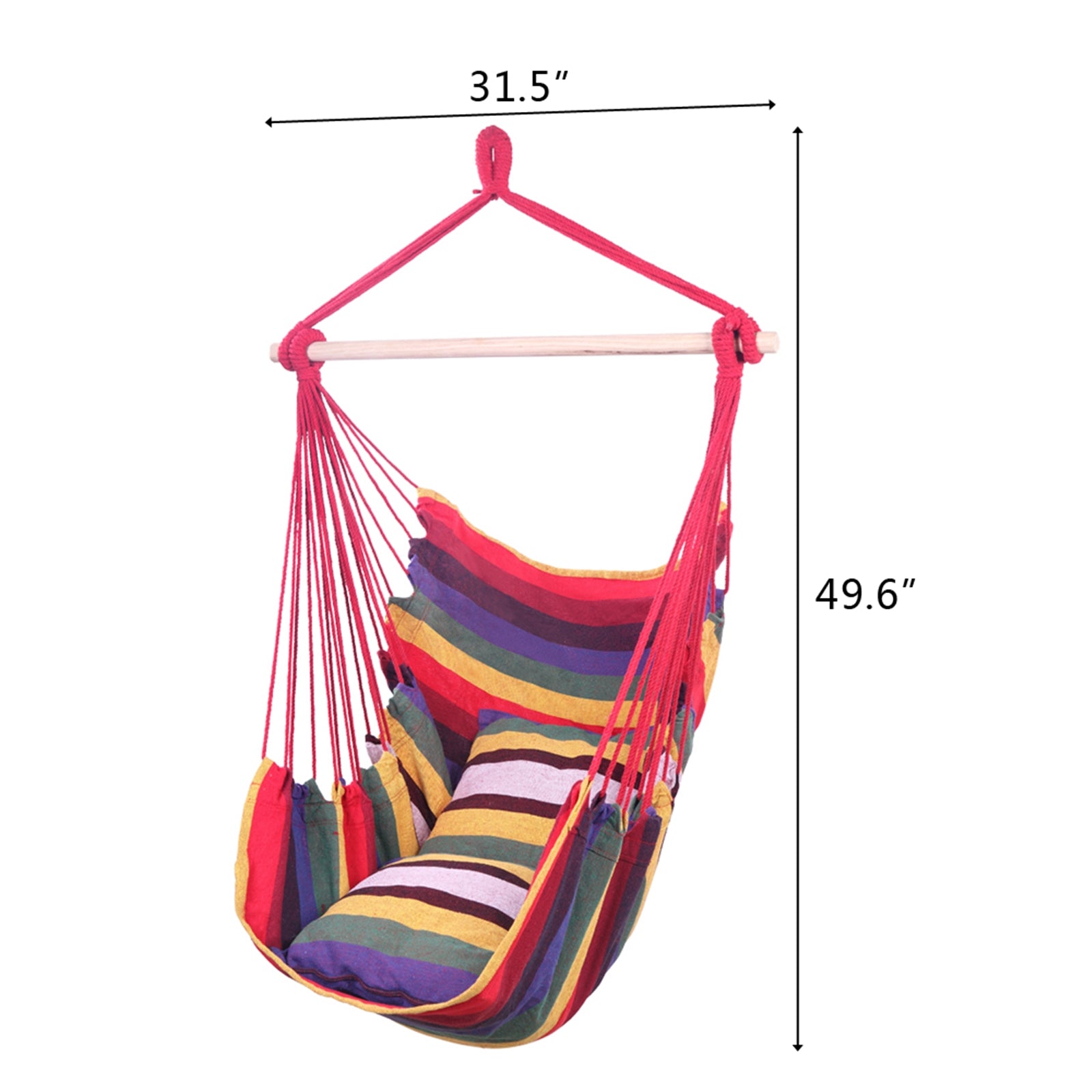 Distinctive Cotton Canvas Hanging Rope Chair with Pillows Rainbow - Decoration - Quality Life