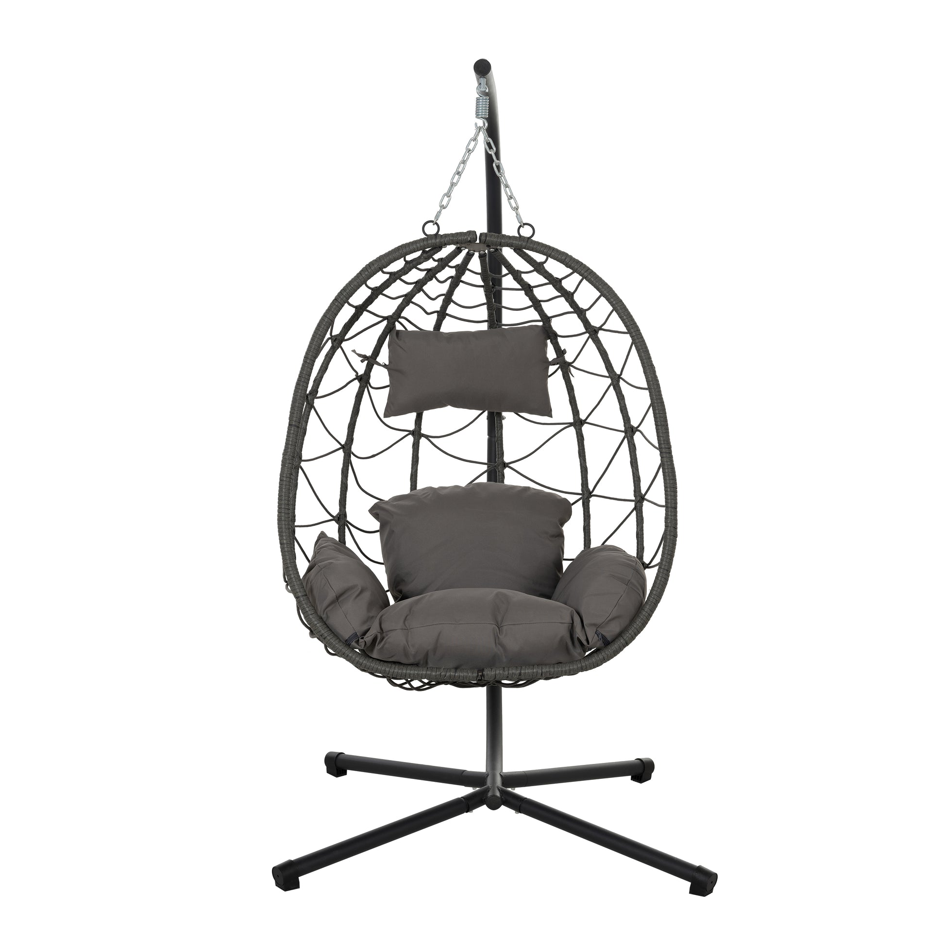 Egg Chair with Stand Indoor Outdoor Swing Chair Patio Wicker Hanging Egg Chair Hanging Basket Chair with Stand for Bedroom Living Room Balcony - Decoration - Quality Life