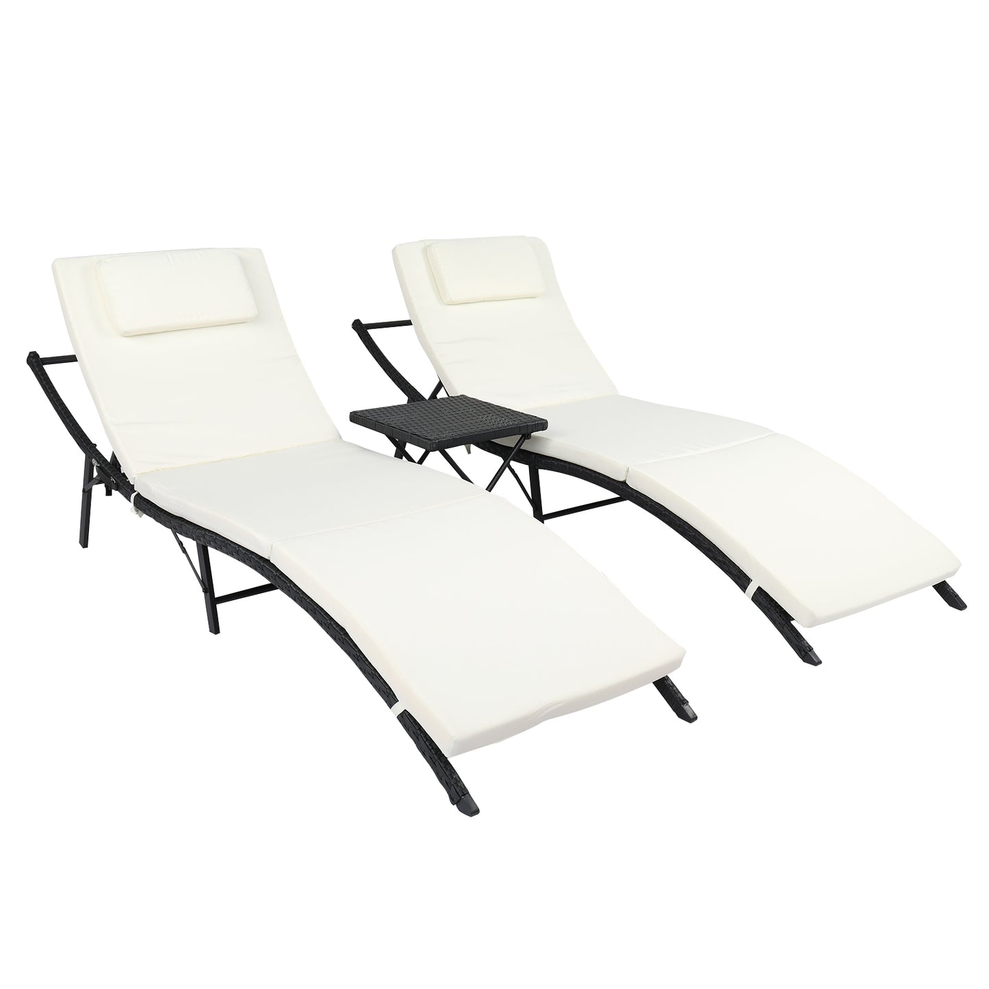 Folding Bed Three-Piece Set-Black Four Lines - Furniture - Quality Life