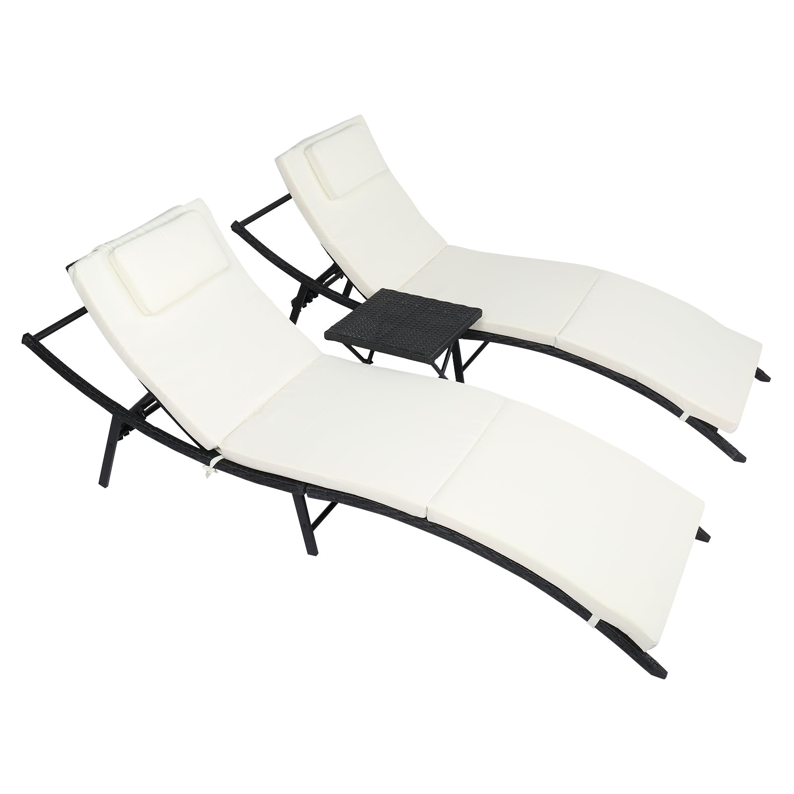 Folding Bed Three-Piece Set-Black Four Lines - Furniture - Quality Life