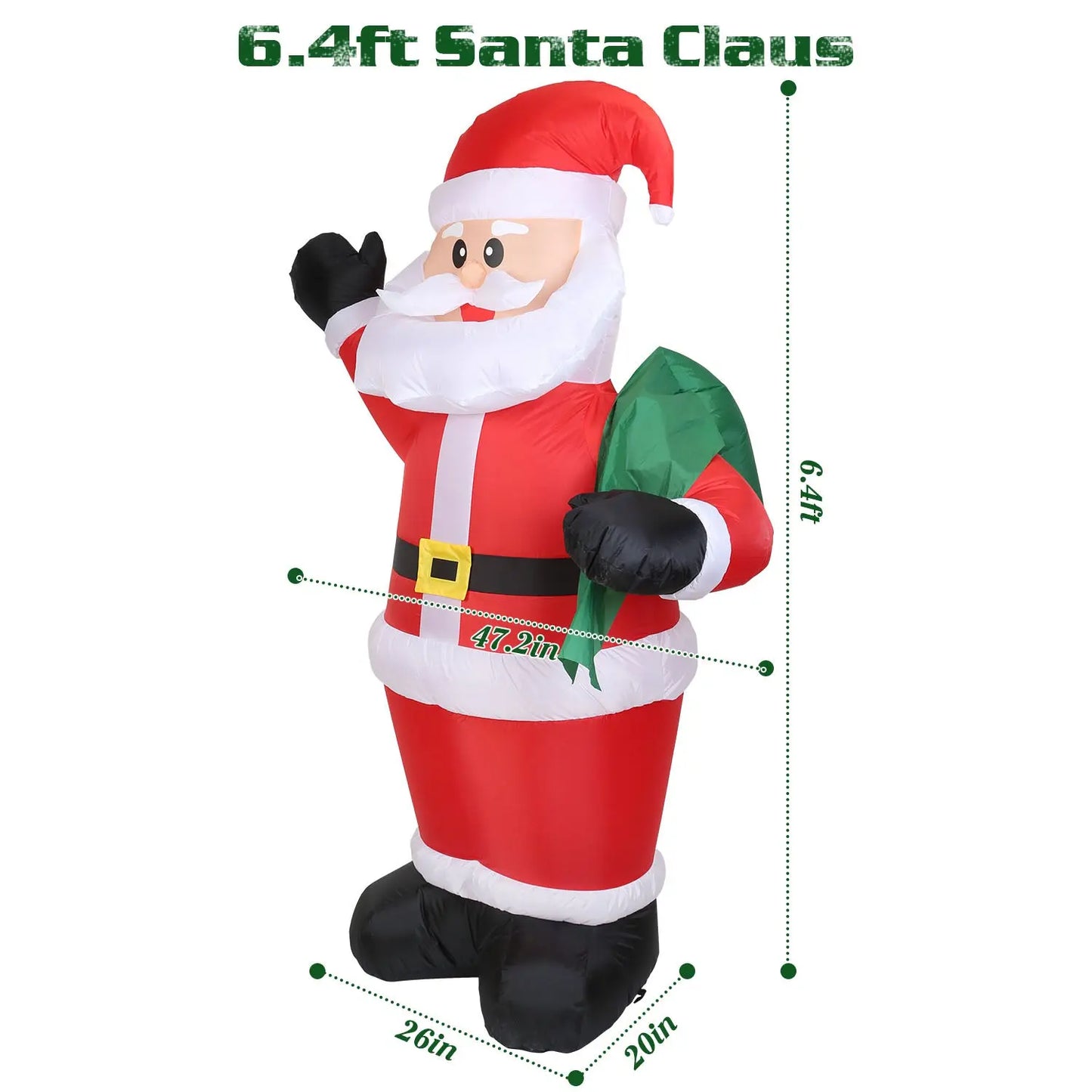 Giant 6.4ft Inflatable Santa Claus with LED Lights - Waterproof Outdoor Christmas Decoration - Decoration - Quality Life