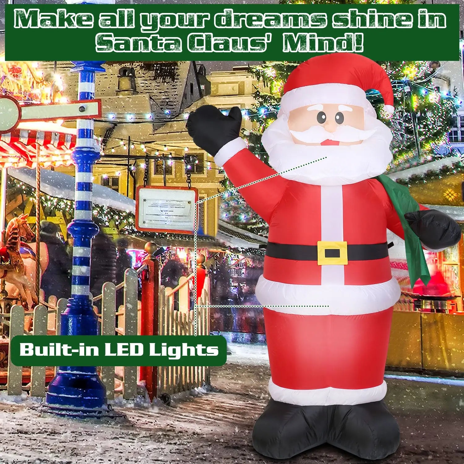 Giant 6.4ft Inflatable Santa Claus with LED Lights - Waterproof Outdoor Christmas Decoration - Decoration - Quality Life