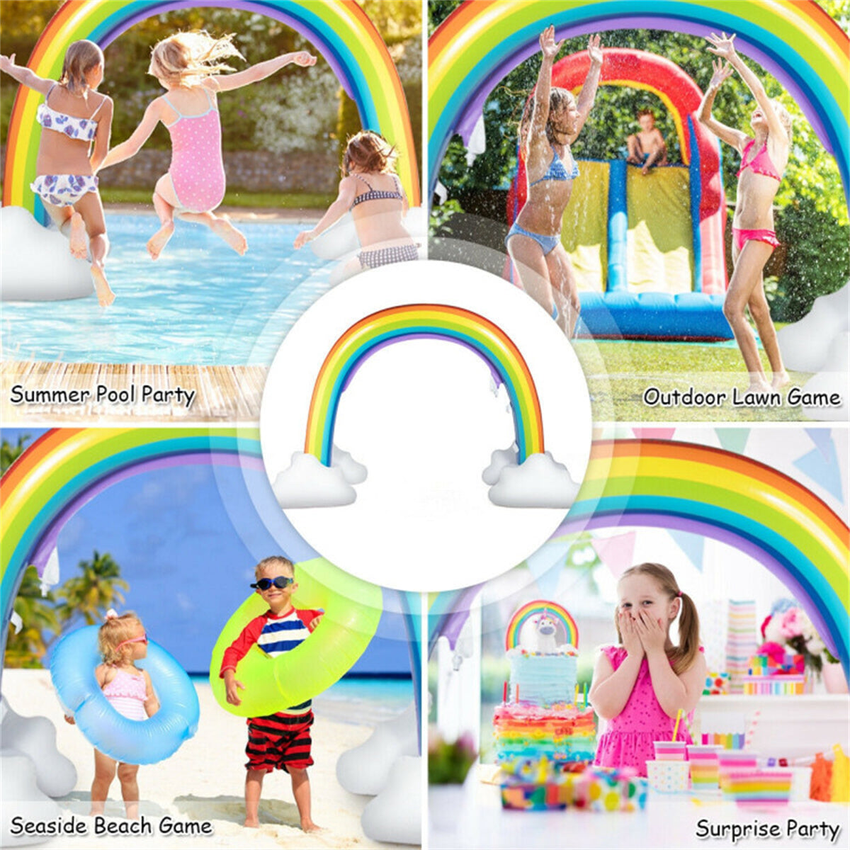 Inflatable rainbow spray water park toy - Decoration - Quality Life