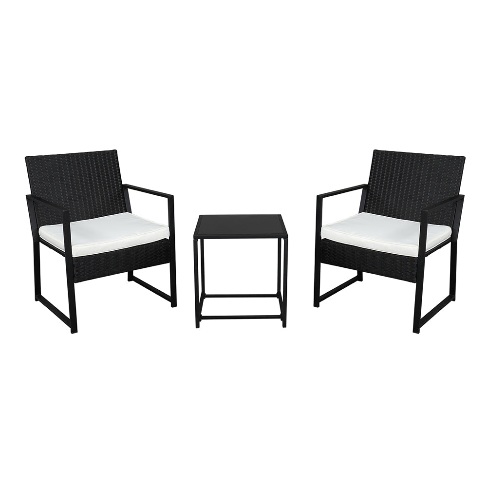 Single 2pcs Coffee Table 1pc Exposed Flat Chair Three-Piece Set Black - Furniture - Quality Life