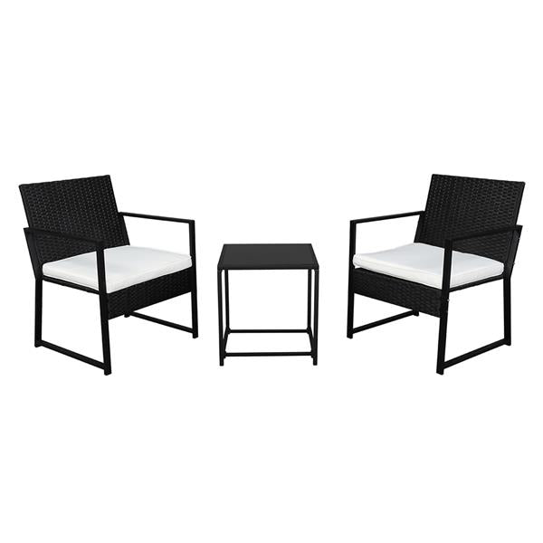 Single 2pcs Coffee Table 1pc Exposed Flat Chair Three-Piece Set Black - Furniture - Quality Life