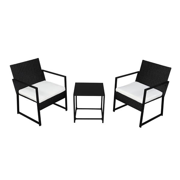 Single 2pcs Coffee Table 1pc Exposed Flat Chair Three-Piece Set Black - Furniture - Quality Life