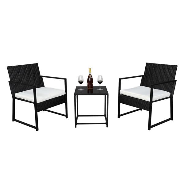 Single 2pcs Coffee Table 1pc Exposed Flat Chair Three-Piece Set Black - Furniture - Quality Life