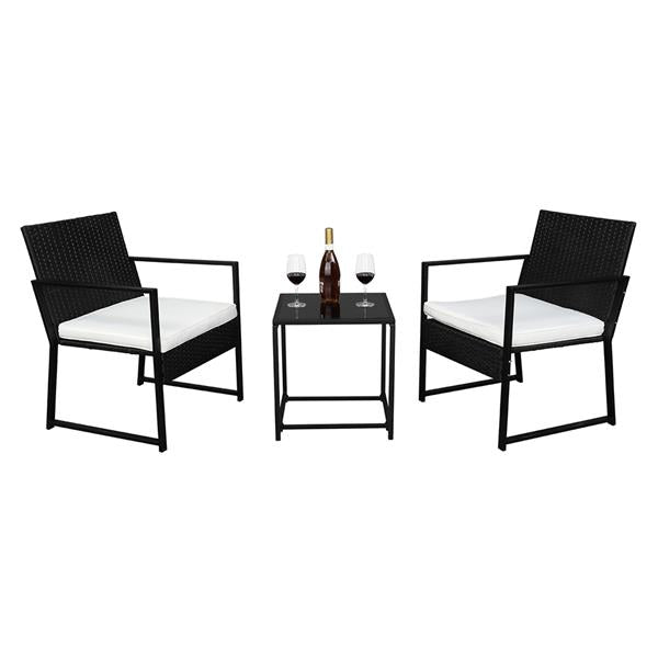 Single 2pcs Coffee Table 1pc Exposed Flat Chair Three-Piece Set Black - Furniture - Quality Life