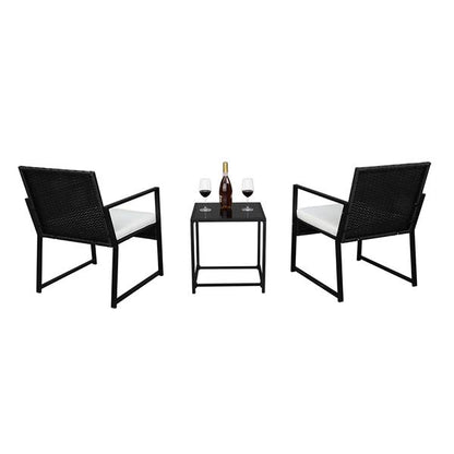 Single 2pcs Coffee Table 1pc Exposed Flat Chair Three-Piece Set Black - Furniture - Quality Life