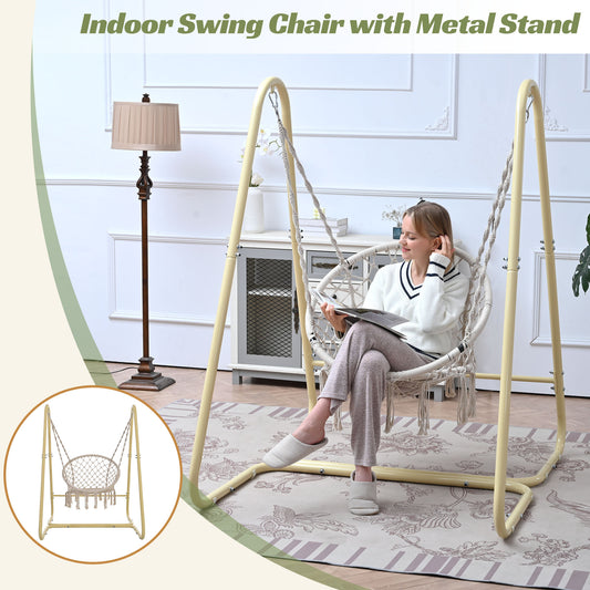 Swing Chair Handmade Macrame Swing Hammock Chair with Stand - Decoration - Quality Life