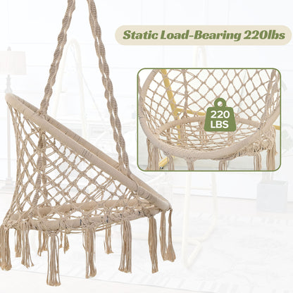 Swing Chair Handmade Macrame Swing Hammock Chair with Stand - Decoration - Quality Life