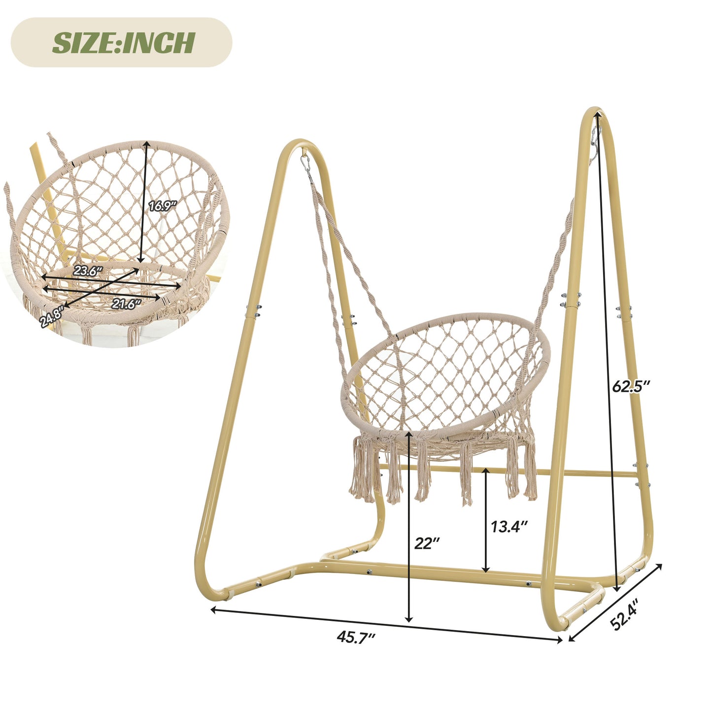 Swing Chair Handmade Macrame Swing Hammock Chair with Stand - Decoration - Quality Life